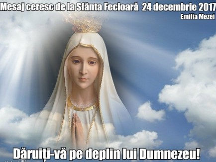 Mesaj ceresc de la Sfânta Fecioară – 24 decembrie 2017