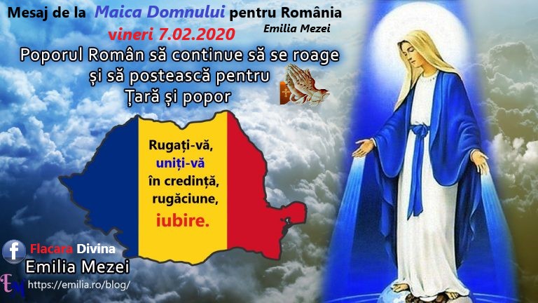 Mesaj de la Maica Domnului pentru România vineri 7.02.2020